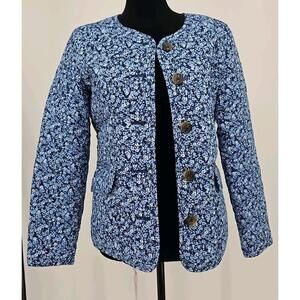 J.‎ Crew Women's Quilted Jacket 00 Blue Ditsy Floral Preppy Cotton NWT